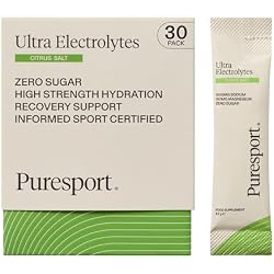 Puresport Ultra Electrolytes Hydration Citrus Salt (30 Pack), High Performance Sugar-Free Electrolytes Powder, 1000mg Sodium, Optimise Hydration & Support Muscles, Travel-Friendly Format | 1000mg Sodium, Hydration drink mix, keto & vegan friendly, zero calories, before, during & after workout, travel-friendly