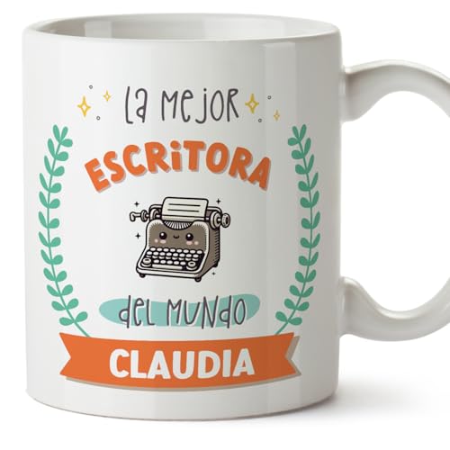 MUGFFINS Tazas Personalizadas para ESCRITORA mujer - En Español - Mejor del mundo - Con dibujo - 11 oz / 330 ml - Regalo Personalizable original y divertido