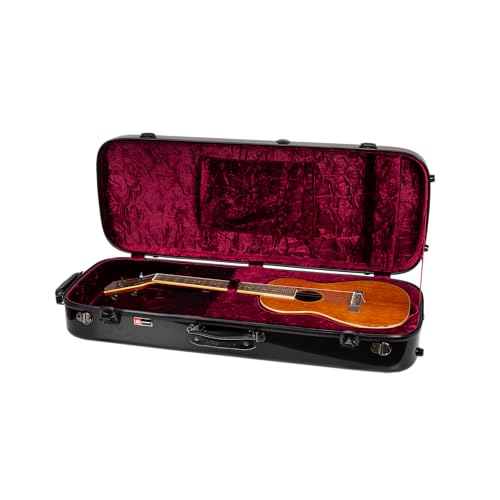 Crossrock Rectangular Fiberglass Baritone Ukulele Case for 30”–31” | Gloss Black, TSA Lock, Hygrometer, Backpack Straps, Large Storage – Pro Travel Series by Crossrock - Used condition - US$126.01