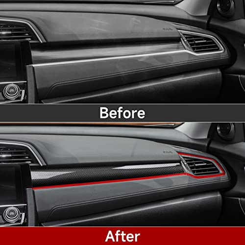 Image of Car Dashboard Panel Cover Decals for 2016-2021 Honda Civic 10th Gen Accessories ABS Carbon Fiber Stickers, Not for Sport /Hatchback /Touring