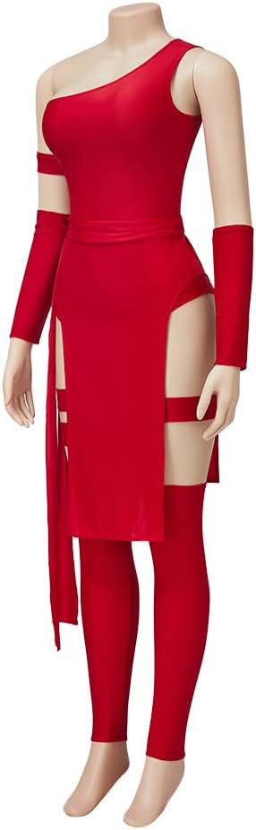RocailleCos Elektra Cosplay Costume Women's Sexy Red Battle Suit Elektra Natchios Halloween Assassin Outfit