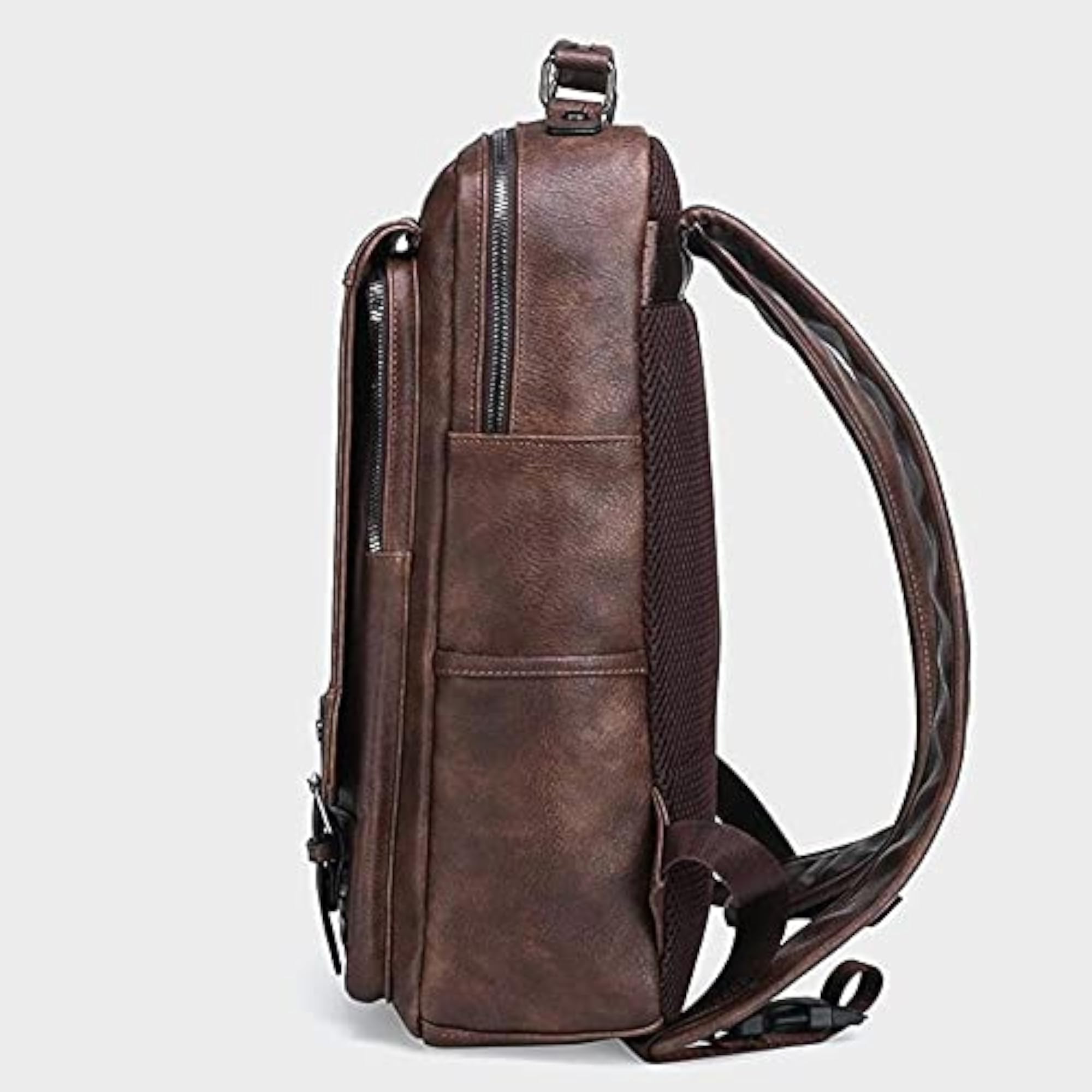 Men's PU Leather Waterproof Travel Laptop Backpack