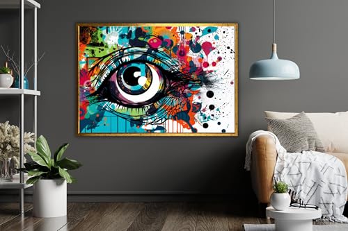 Toile artistique graffiti Yeux colorés pour réveiller un mur blanc triste 60x80 cm