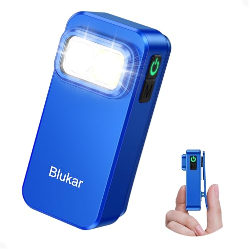 Blukar Taschenlampe LED Aufladbar, Mini Clip LED Taschenlampen mit Flutlicht & Spotlicht & Rotlicht, EDC Hell Flashlight mit 5 Lichtmodi, Wasserdicht...