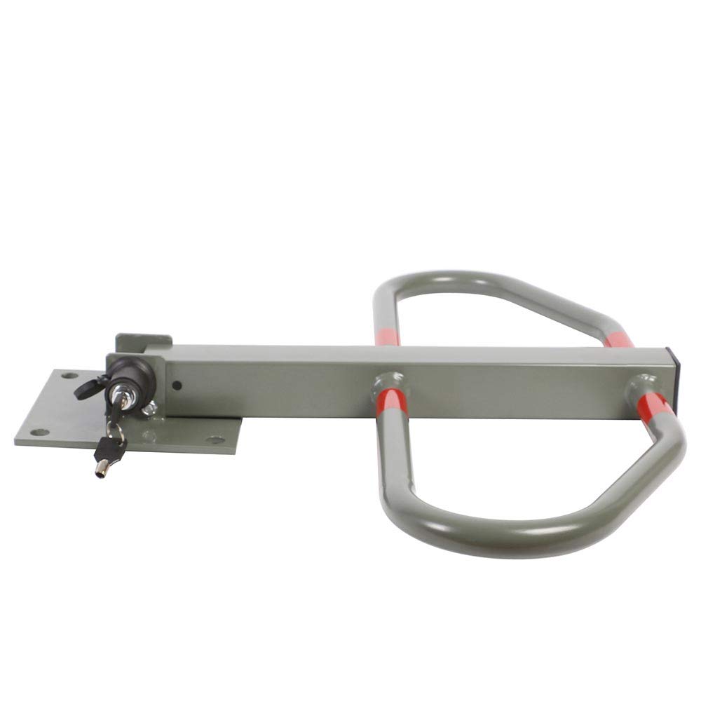 Bakaji Barriera Barra Palo Dissuasore Anti Parcheggio Auto in Acciaio Ribaltabile Pieghevole con Chiusura di Sicurezza a Chiave e Strisce Catarifrangenti Facile da Installare 47 x 18 x 70 cm