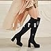 IDIFU Black Thigh High Boots for Women Over The Knee Stretch Platform Chunky Block Heel Side Zip Fashion Sexy Long Boots (Black Suede, 8)