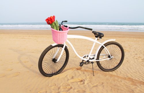Colorbasket 01310 Adult Front Handlebar Bike Basket, All Weather, Water Resistant, Adjustable Leather Straps, Pink