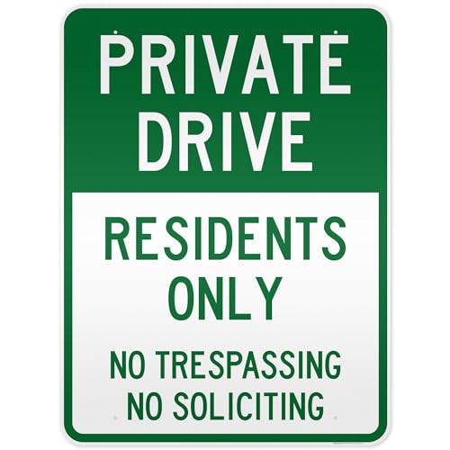 Private Drive Residents only No Trespassing No Soliciting Sign, 36"x48"