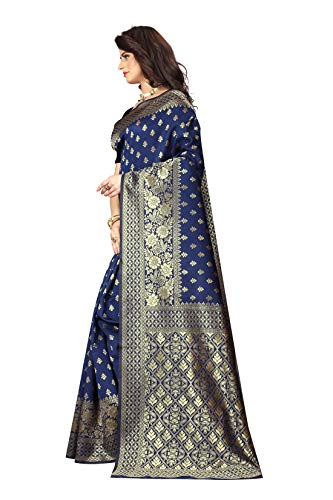 Image of Flosive Women's Present Beautiful Kanjivaram Soft Silk Saree With Blouse