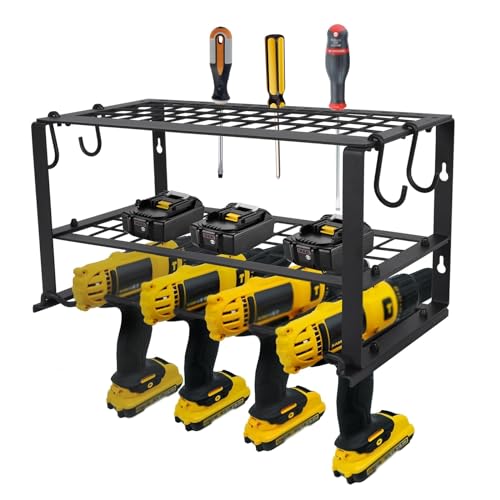 VKEID Power Tool Organiser Heavy Duty Power Drill Organizer Screwdriver Placement Wall Mounted Power Tool Organizer Garage Storage Rack Ideal for Power Tools - Image 2