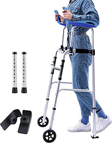SFQEVHRZ Cadres de Marche， Déambulateur Vertical léger for Personnes âgées handicapées Adultes Argent Adulte Argent Compact Cadre de Marche réglable avec AR