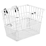 Retrospec Apollo Detachable Front Bike Basket Steel Half-Mesh with Integrated Detachable Hooks and Built-in Handle, Easy Assembly and Portability for Bicycles
