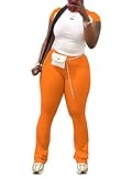Nimsruc 2 Piece Outfits for Women Casual Sweat Sets Comfy Short Sleeve Matching Tracksuits Orange M