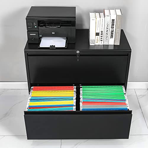 Wiilayok Lateral File Cabinet With Lock,2 Drawer File Cabinet For Home And Office, Organizer Storage Lateral Locking Filing Cabinet, Black #TOP6
