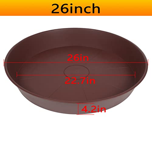 Bleuhome 3 Pack of 25 26 inch Plant Saucer (22.7 Inch Base), 4.2" Depth, Large Deep Heavy Duty Plastic Flower Planter Water Trays for Indoors Outdoor, Plant Drip Trays (26", Chocolate) - Thumbnail 3