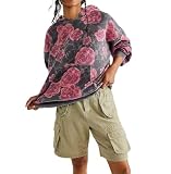 jersey zara flores bordadas Diseño personalizado: sudaderas con capucha Y2K de moda para adolescentes y mujeres, manga larga, sudaderas con capucha de gran tamaño con estampado floral vintage, ropa casual de otoño 2024, compresiva y mantiene todo en su lugar, no se transparenta, hace que tanto la ropa como tú sean más adorables y a la moda.