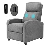 SMUG Recliner Chair Living Room Recliner with Adjustable Backrest and Footrest Modern Design for Home Upholstered Armchair in Soft Fabric, Grey, Linen