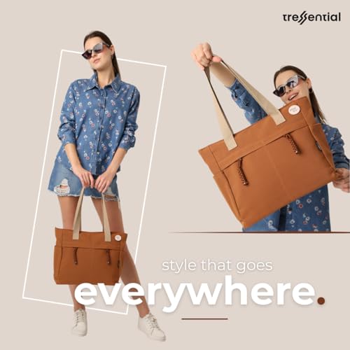 Image of Tressential Canvas Tote Bag, HandBag for Women, Multi-Pocket Design, Casual Style for Office & College