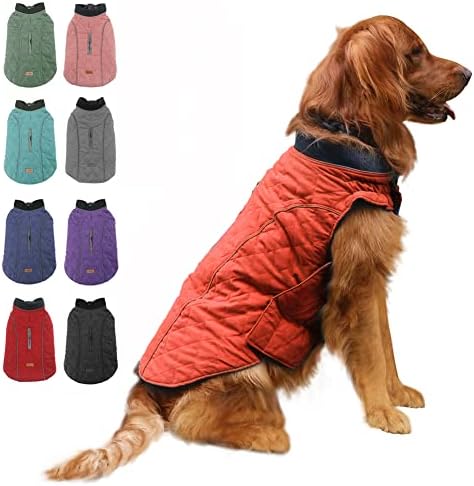 EMUST Winter Dog Coats, Dog Apparel for Cold Weather, British Style Windproof Warm Dog Jacket for Dog Coats for Winter, 7 Sizes 13 Colors