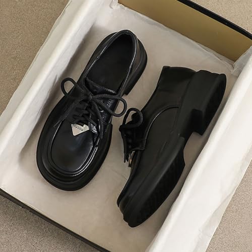 Platform Women Oxford Shoes High Heels Leather Shoes Women's Lace-up Thick Sole Winter Trend Fashion Elegant Ladies Work Shoes2