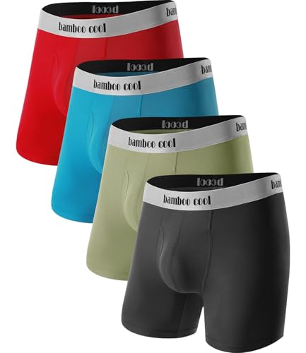 BAMBOO COOL Mens Ultra Breathable Underwear No Riding Up Boxer Briefs with ComfortFlexible Waistband Multipack