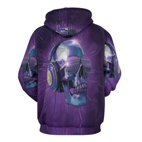 Sweat à capuche imprimé crâne boule disco esthétique rétro unique