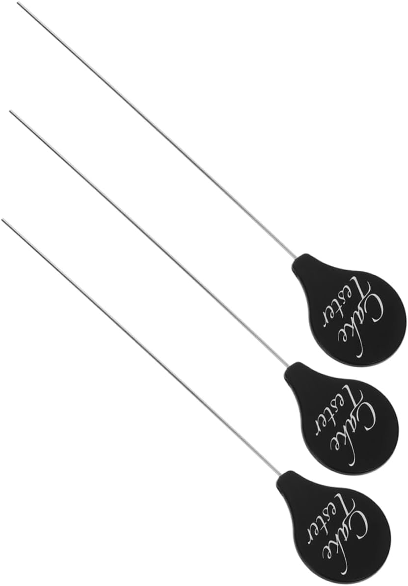 Mobestech 3pcs Cake Tester Needles Stainless Steel Cake Testing Sticks For Baking Reusable Metal Skewers For Muffins Bread And Cookies Kitchen Bakery Tools