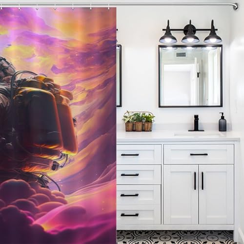 Rideau de douche astronaute en polyester de qualité supérieure 183x183cm