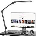 AmazLit LED Desk Lamp with Clamp, 16W Desk Light for Home Office, Stepless Dimming and Adjustable Color Temperature,Office Lamp with Memory and Timer Function for Study, Work, Home, Office