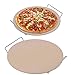 EXTLEZSA 2 szt. okrągły kamień do pizzy ze stojakiem, ceramiczna blacha do pieczenia pizzy chrupiąca skorupa chleb pizza ciasteczka narzędzia do dużej wytrzymałości patelnia do pizzy (rozmiar: 23 cm)
