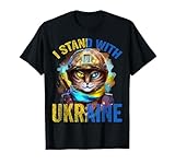 Pray for Support Ukrainian Cat Soldier Stand with Ukraine T-Shirt for Men Women