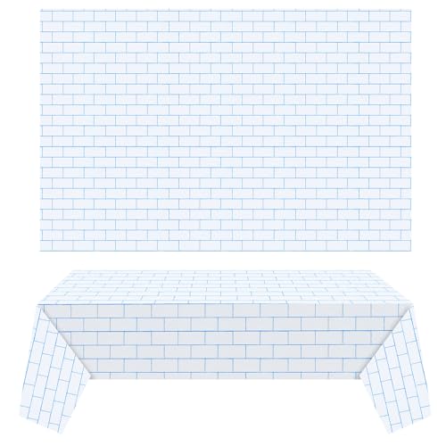 Chuangdi 2pcs 4.5 x 9 Feet Brick Wallpaper Peel and Stick Backdrop Tablecloth Removable Wallpaper Stone Wall Scene Self Adhesive for Home Furniture Decoration Winter Halloween(Blue and White,Brick)