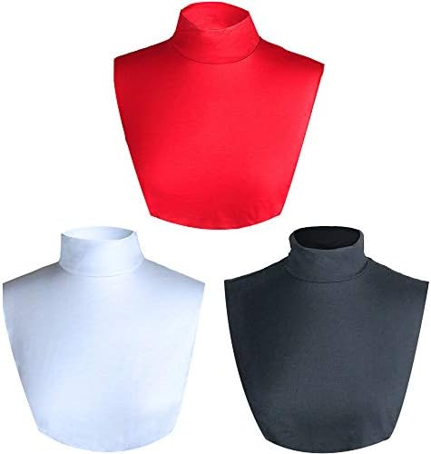 Rusoji 3pc Women's Faux False Fake Turtleneck Half Top Mock Blouse Neck Collar Dickey Set (Set B)