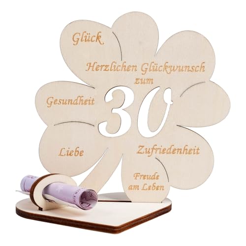 packra Geldgeschenke Geburtstag, Kleeblatt Glück Geldgeschenk Geburtstag Frauen Männer, Geldgeschenk aus Holz Holz Schild Gästebuch, Personalisiert Tischdekoration