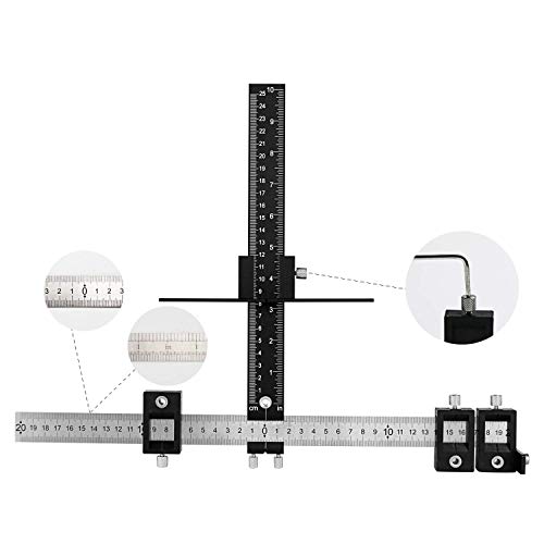 Valiant Cabinet Hardware Jig | Drawer Knobs and Pulls Template Tool for Drilling Holes on Wood | Adjustable Drill Guide Tools for Doweling, Boring and Mounting Door Handles (Black Aluminium)