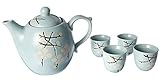 Happy Sales HSTS-LBC11, Japanese Design Light Blue Cherry Blossom Sakura Porcelain Tea Set