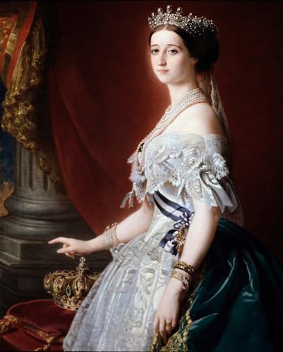 ARToPHIIU Imagen de Lienzo Impresión de Imagen Clásicas Poster Retrato de la imprenta de Francia Eugenia de Xaver Winterhalter para Decoraciones del Hogar 60x90cm