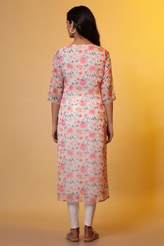 Image of Aurelia Women's Polyester Straight Fit Floral Print Straight Kurta