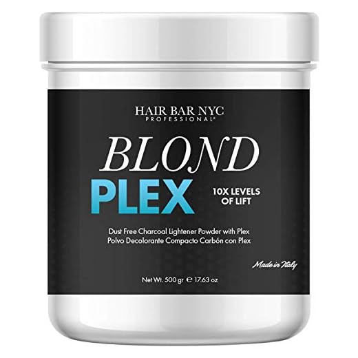 Hair Bar NYC Blond Bond Plex Extreme Lifting 10X Levels - Black/Charcoal Dust Free Lightener with Hydrolized Keratin & Bond, Hair Bleach Powder Cool-Toned & Bright Finish - Made in Italy 500g / 17.63oz