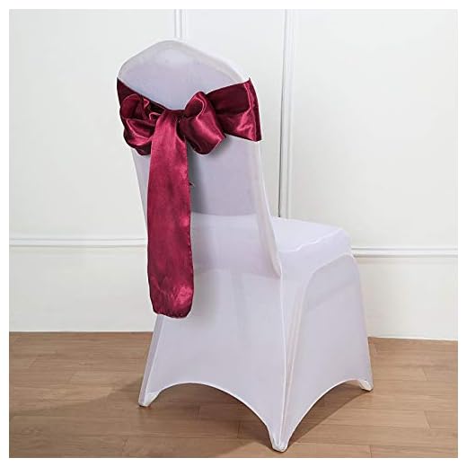 BalsaCircle 100 Burgundy Satin Chair Sashes Bows Ties for Wedding Decorations Party Supplies Events Chair Covers Decor Banquet Reception