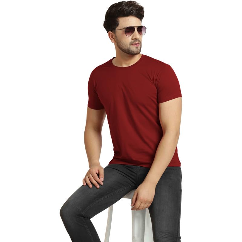 Image of T Shirt For Man | Men T-Shirts | Tshirt For Man Solid Cotton Blend Half Sleeve Regular Men Round Neck Tshirts | T-Shirts | Stylish | Gym Wear For Workout | T-Shirt | Crew Neck | Multi-Colored