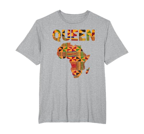 Cool African Queen Art Kente Cloth Africa Ghana Kids Women T-Shirt, Men's Big and Tall, Heather Grey, 6X Tall
