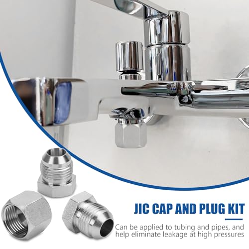 Image of XJX 72-Piece JIC 37 Cap and Plug Kit, Hydraulic Hose Caps and Plugs Kit 45# Steel Pipe Fitting Set with Precision Threads