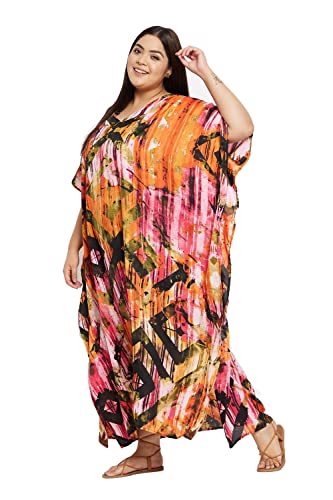 Plus Size Women Kaftan Dress Polyester Long Beach Cover Up Maxi Mumu Dresses for Bathing Caftan4