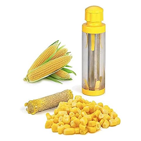 Quick Corn Stripper,Removing Fresh Corn Kernels Tool,Corn Cob Remover Stainless Steel Cutter,With Transparent Cup-No Splatters,Safer,Manual Corn Threshing,Kitchen Gadgets,The Best Gift for mom,10.5 in Cover