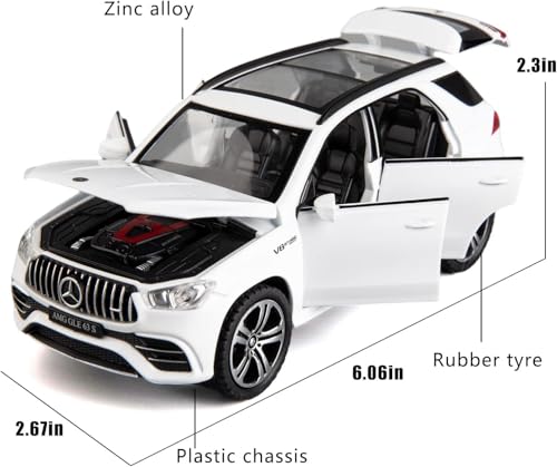 Image of 1:32 AMG GLE 63 S Scale Alloy Metal Pull Back Die-Cast Car Toy with Sound & Light Mini Auto Model for Kids Durable Metal Body Realistic Design Gift for Boys & Collectors (White)