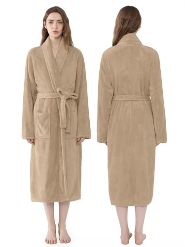 Image of Soft Robe For Women,Warm Plush Bath Robes Female,Spa Towel After Shower Lightweight Long Bathrobe