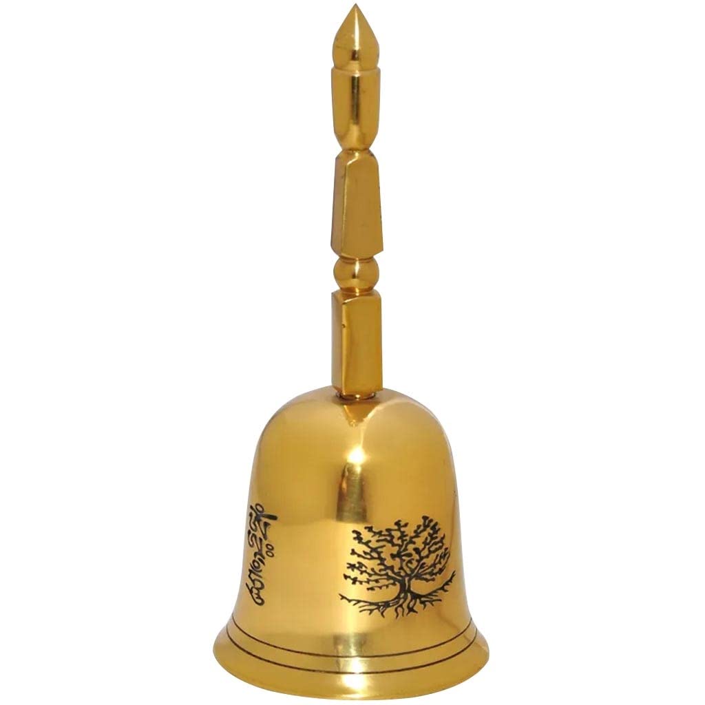 Handglocke, Messing-Handglocke, Hochzeitsglocken, luxuriöse handgefertigte Kupfer-Handglocke, Geldbaum-Muster, Dekoration, Service-Glocke, gute Bedeutung/Geschenk ( Color : Golden , Size : 6.1*2.5inch