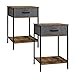 Lot de 2 Tables de Chevet Tables gigognes avec 1 tiroir en Tissu 2 étagères pour Salon Chambre 40x40x60cm (Vintage)