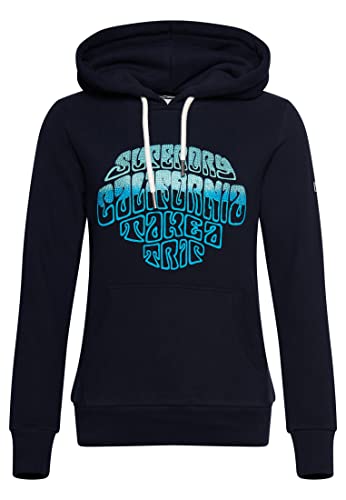 Superdry Women's Hoodie Sweatshirt, Eclipse Navy Blue, UK 10